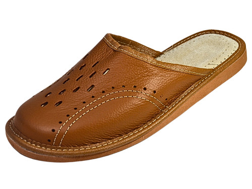 Herren leder hausschuhe braun - hausschuhe,